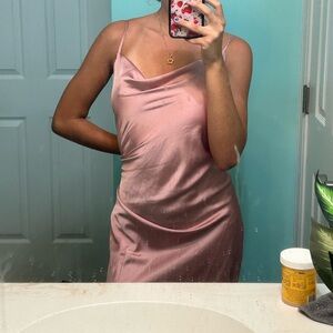 pink satin dress